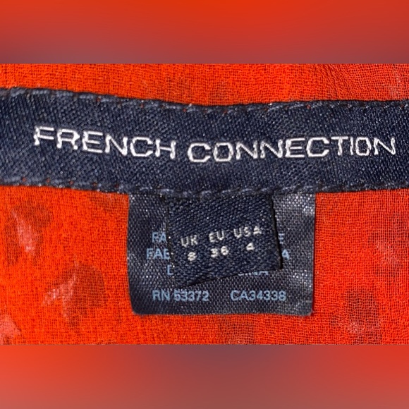 French Connection Warm Red Calypso Flower Mini Tunic Dress 1/2 Dolman Sleeves - Picture 9 of 9